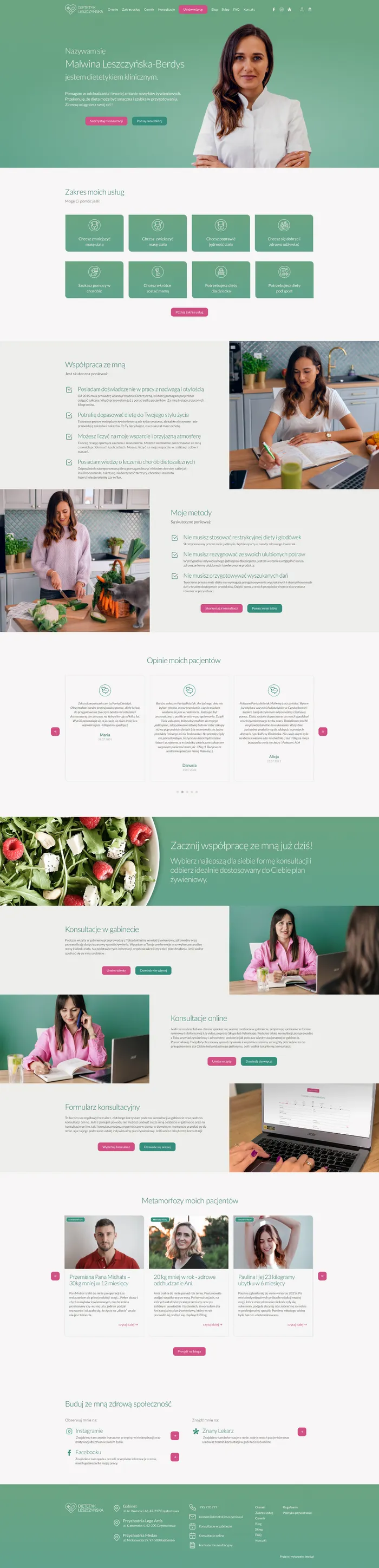 Strona internetowa dla Dietetyk Leszczyńska